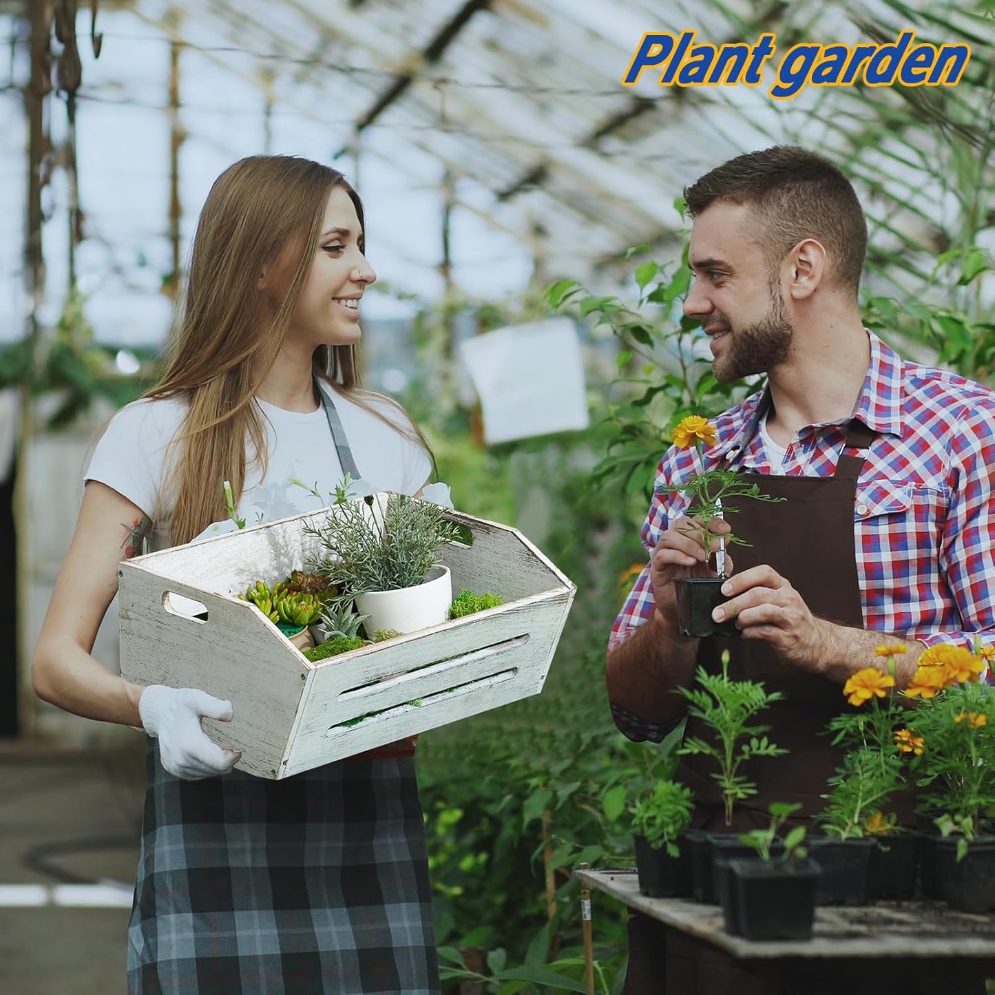 ELONG HOME Wooden Crate, 2 Pack Fast Assemble Wooden Crate for Storage, Decorative Farmhouse Wooden Crate Basket, Vintage Wood Crates Display for Fruits and Vegetables-VerdiqueGarden