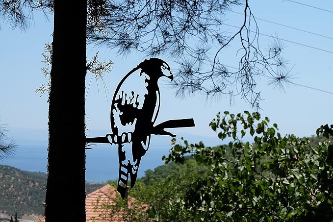 Renovatio Metal Hawk - Metal Bird Yard Decor - Tree Stake & Outdoor Art - Metal Garden Sculpture - Rusty Metal Birds Ornaments - Outdoor Bird Decorations for Garden-VerdiqueGarden