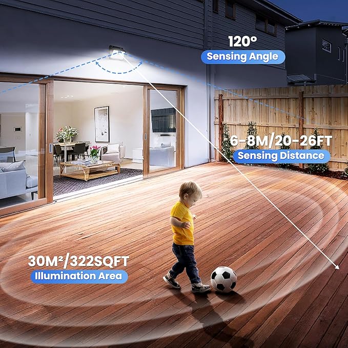 Solar Lights Outdoor Motion Sensor, 16 Pack 149 LED Waterproof Solar Powered Fence Lights, 3 Lighting Modes Security Wall Light for Outside Backyard Deck Garden Door Step Walking Dog, Cold Light 6500K-VerdiqueGarden