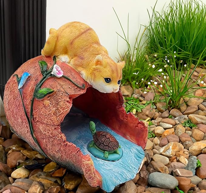 Teaeeno Orange Cat Decor Statue Gutter Downspout Extension Decorative,Animal Statue Outdoor Decor,3"×4" Rain Gutter Downspout Splash Block,Garden Splash Block Outdoor Sculpture,Rain Downspout Diverter-VerdiqueGarden