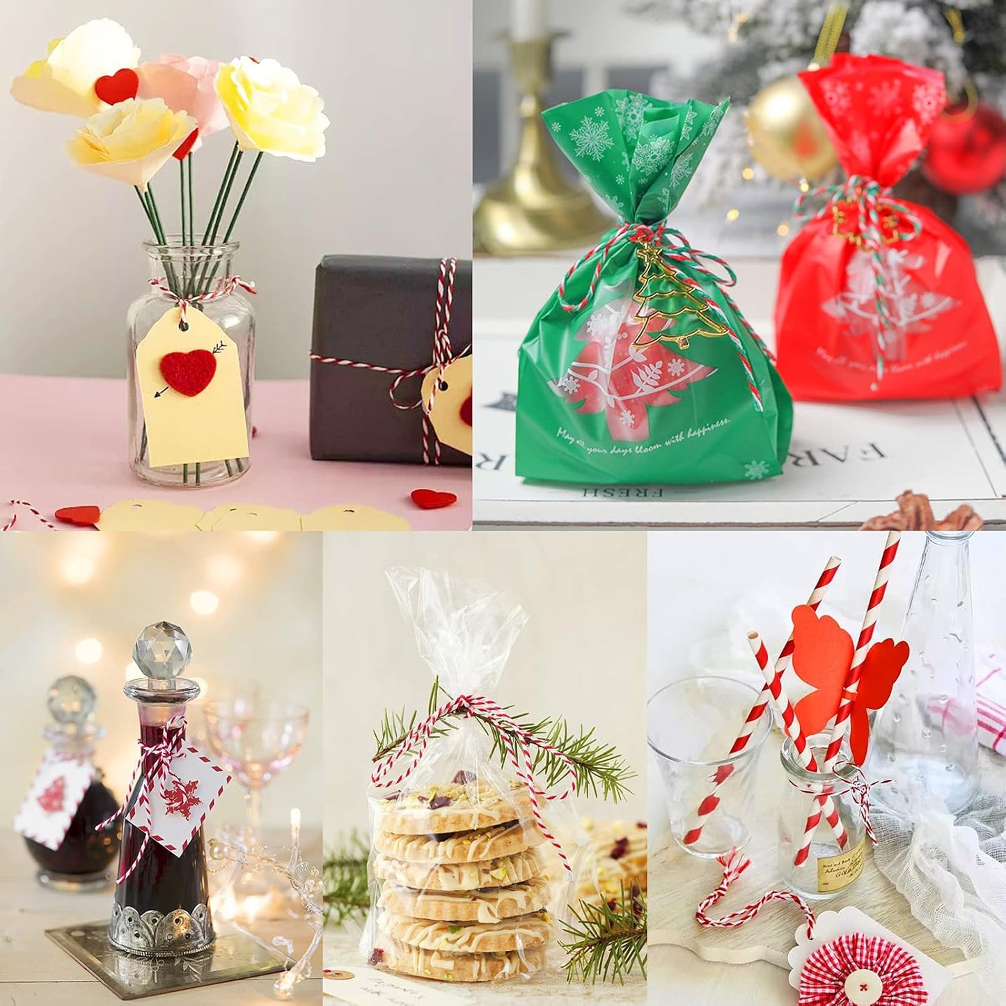 Anvin Natural Jute Twine - 984 Feet, 10 Ply, 2mm Thick, Green, Red, White (Pack of 3) - Bakers, Butcher, Baking, Arts & Crafts, Gardening-VerdiqueGarden