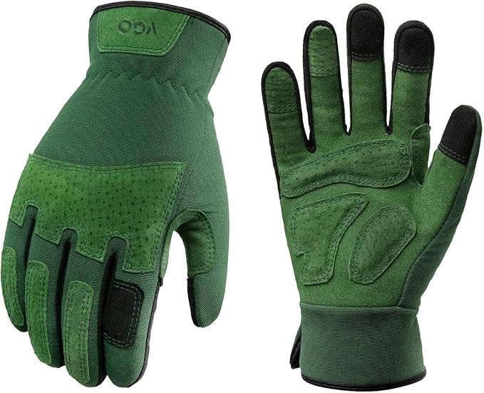 Vgo... 1-Pair Ladies' Synthetic Leather Gardening Gloves, Puncture-proof, Thornproof, Durability & Anti-shock Work Gloves, Touchscreen (Size S, Green, SL7471)-VerdiqueGarden