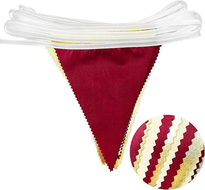 Burgundy Party Decorations Gold Maroon Beige Fabric Triangle Pennant Banner Garnet Flag Bunting Garland for Graduation Wedding Birthday Bridal Shower Bachelorette Anniversary Engagement Party Supplies-VerdiqueGarden