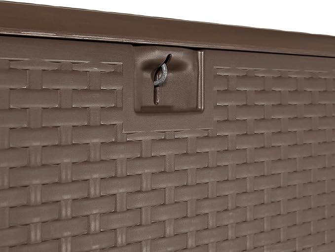 Amazon Basics Outdoor Organization & Storage Deck Box with Lid, 99 Gallon, Brown-VerdiqueGarden