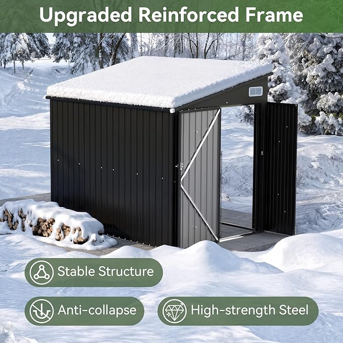 Aoxun 7' x 4' Shed 140 CU.FT Outdoor Waterproof Storage Shed with Triple Lockable Door Garden Metal Tool Shed for Outside-VerdiqueGarden