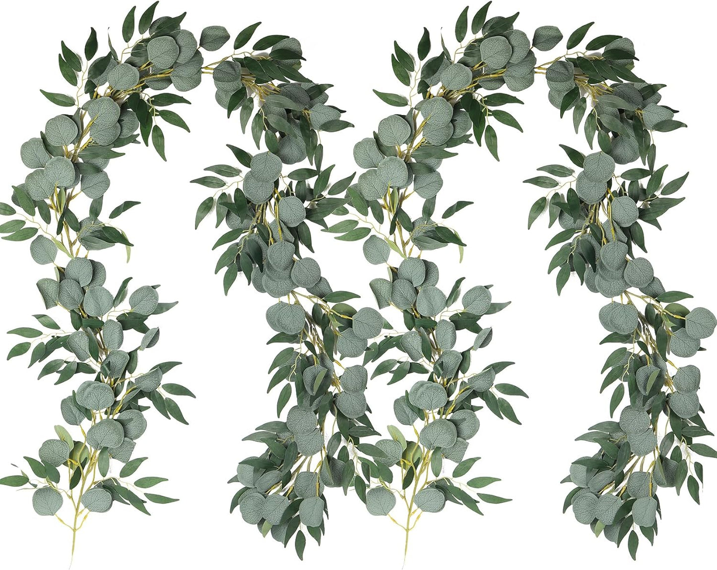 RECUTMS 2Pack Artificial Eucalyptus Garland with Willow Leaves 6Feet Fake Hanging Plant Silk Eucalyptus Willow Leaves Ivy Garland Faux Greenery for Indoor Outdoor Wedding Party Home Table Arch Decor-VerdiqueGarden