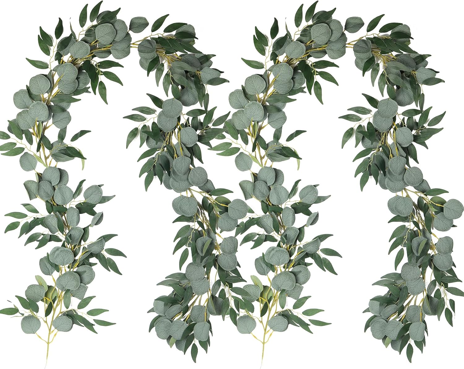 RECUTMS 2Pack Artificial Eucalyptus Garland with Willow Leaves 6Feet Fake Hanging Plant Silk Eucalyptus Willow Leaves Ivy Garland Faux Greenery for Indoor Outdoor Wedding Party Home Table Arch Decor-VerdiqueGarden