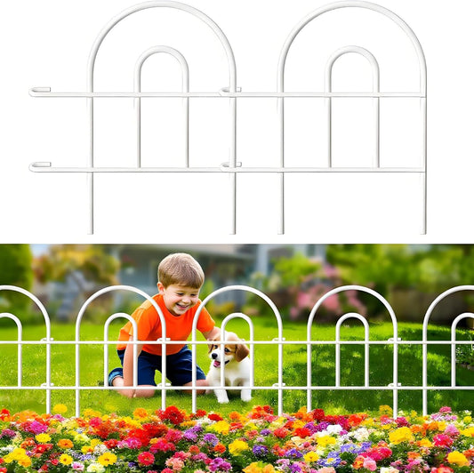 AMAGABELI GARDEN & HOME 35Panels 18in(H)×50ft(L) Decorative Garden Fences and Borders for Dogs Garden Fencing Animal Barrier No Dig Rustproof Metal Fence Panels for Flower Bed Fence White-VerdiqueGarden