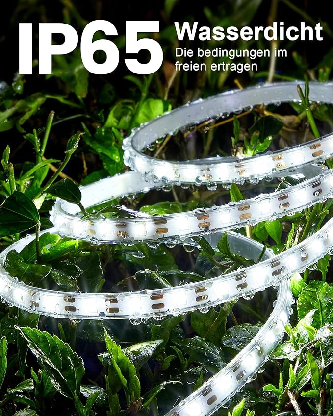 32.8FT 600LED Solar LED Strip Lights Outdoor, Outdoor String Lights Waterproof, 8 Modes Solar Rope Lights with Remote for Step, Stair, Deck, Fence, Patio,Yard Decor (Cool White, 32.8 FT)-VerdiqueGarden