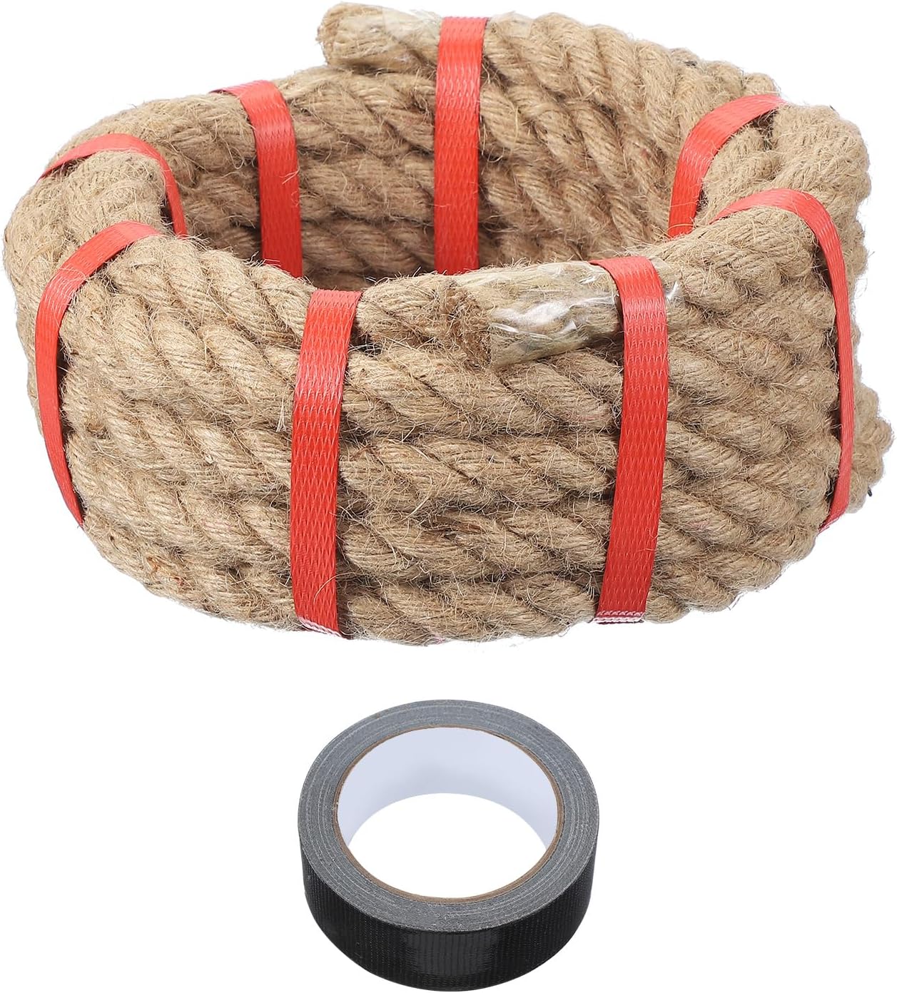 MECCANIXITY Jute Rope 15ft x 0.75 Inch, Thick Twine Rope Ropes Braided Jute Twine Natural Brown Burlap Cord String Heavy Twisted with Tape for Decorative Crafts Railing Swing Tug of War-VerdiqueGarden