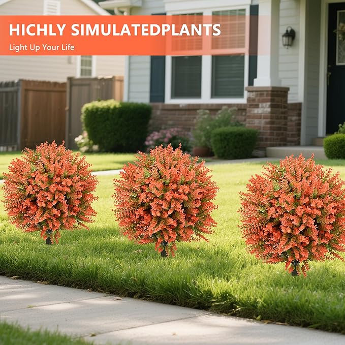 28" Artificial Boxwood Topiary Tree, UV Resistant Fall-Themed Faux Topiary for Outdoors & Indoors, Realistic Topiary Bush for Porch,Front Door, Patio,Thanksgiving & Seasonal Home Decor-VerdiqueGarden