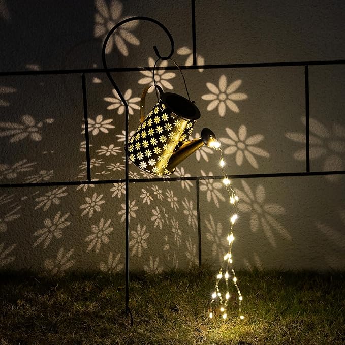 Garden Decor Solar Lights Outdoor Large Hanging Waterproof Watering Can Landscape Lights Outside Decorations for Yard Front Porch Patio Backyard Gardening Gift for Mom Grandma Women Birthday-VerdiqueGarden
