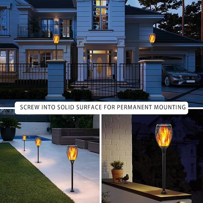 I-SHUNFA 96 LED Outdoor Waterproof Solar Torch Lights with 3 Modes—Flickering Flame, Fade Effect, or Full Brightness! Automatic On/Off Landscape Decorations and Security Lights-VerdiqueGarden
