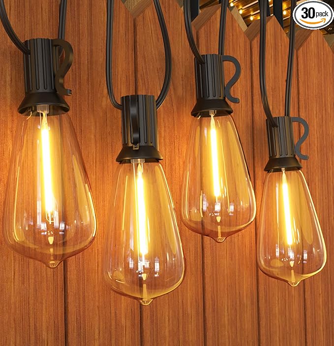 GPATIO Outdoor String Lights, 60FT Waterproof Patio Lights with 32 Hanging Globe ST38 Bulbs, 2700k Shatterproof for Backyard Gazebo Porch Garden Commerical Outside Decor-VerdiqueGarden
