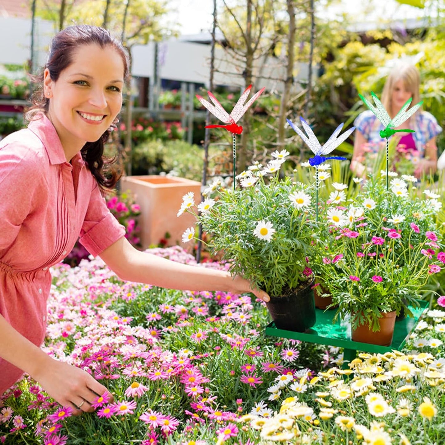 Jongdari 16 Sets Dragonfly Hat Clip Realistic Fake Dragonflies Clip-On Garden Outdoor Decor Stakes Plastic Dragon Fly Clips Plant Decorations for Pots, Includes Pliers & Clips - Small-VerdiqueGarden