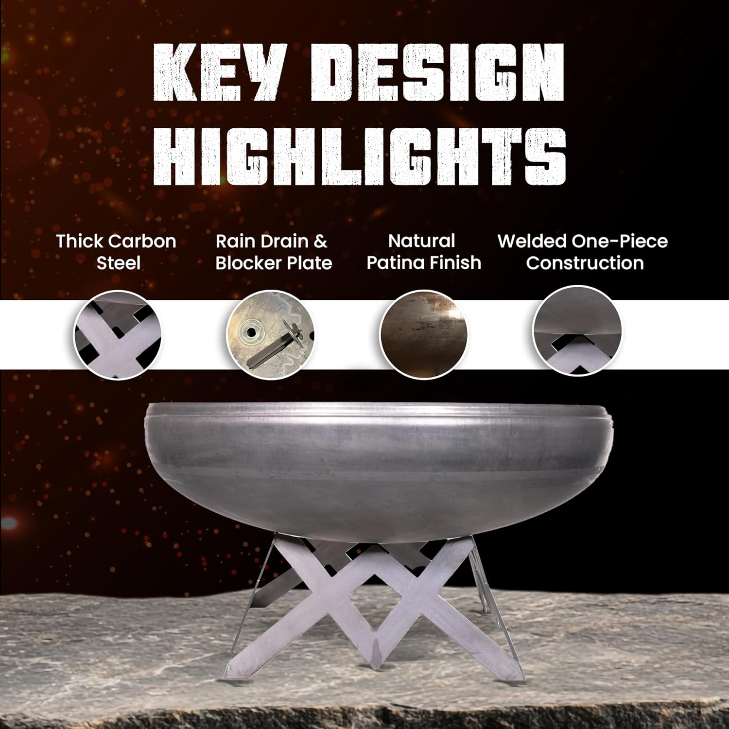 Liberty Fire Pit – Ohio Flame Wood Burning Outdoor Fire Pit - 42" Diameter with Angled Base (Made in USA)-VerdiqueGarden