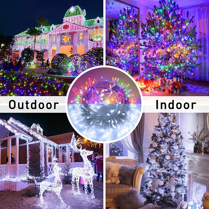 JMEXSUSS 200 LED Christmas String Lights Outdoor Waterproof, 66ft Color Changing String Lights Plug in, Cool White & Multicolor Christmas Lights for Trees Yard Wedding Xmas Party Decorations-VerdiqueGarden