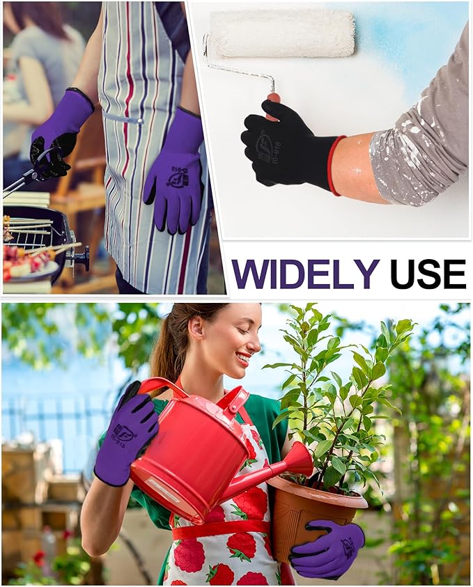 Nuogo 48 Pairs Gardening Gloves for Men Women Rubber Coated Safety Work Gloves Bulk for Gardening Construction Work-VerdiqueGarden
