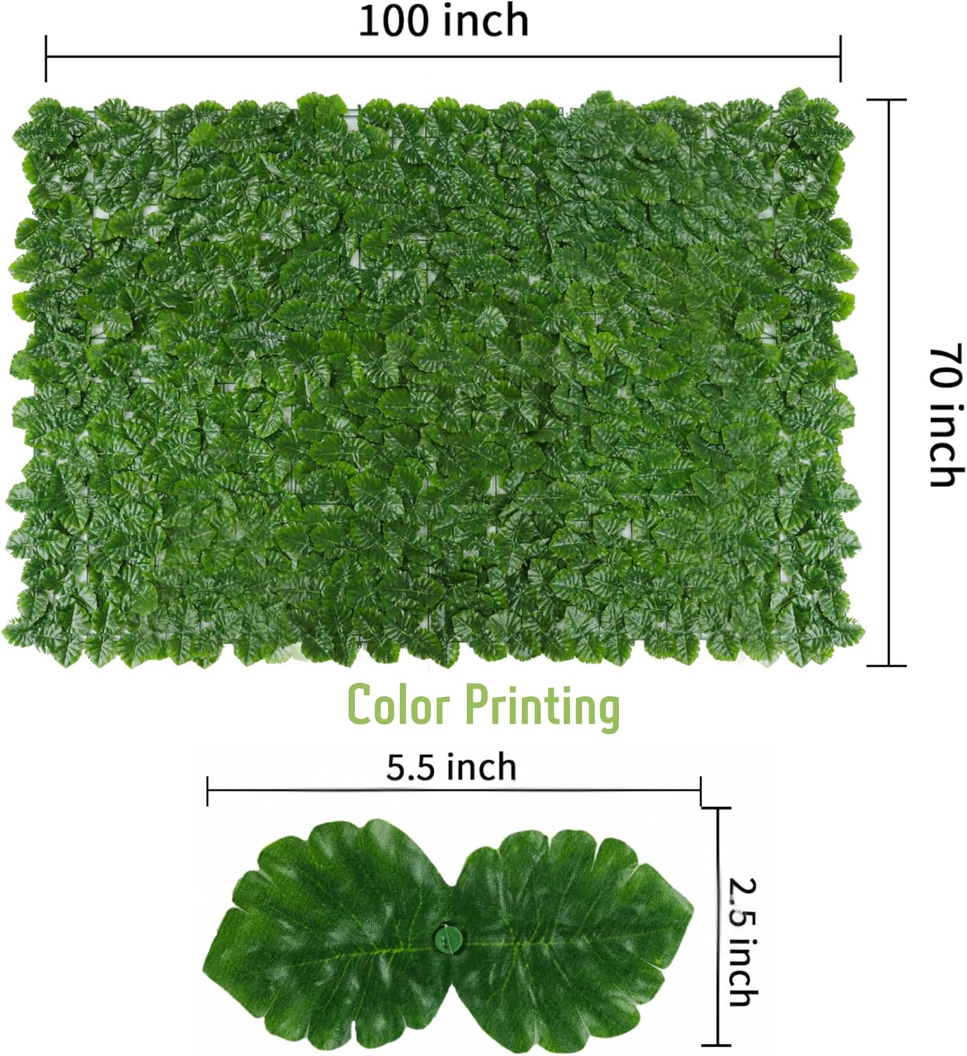Jinwu Artificial Ivy Privacy Fence Screen (2 Rolls, Total 69x984 inch), Expandable Faux Privacy Fence with 79 pcs Zip Ties, Decoration for Outdoor Garden, Printed Monstera Leaf-VerdiqueGarden