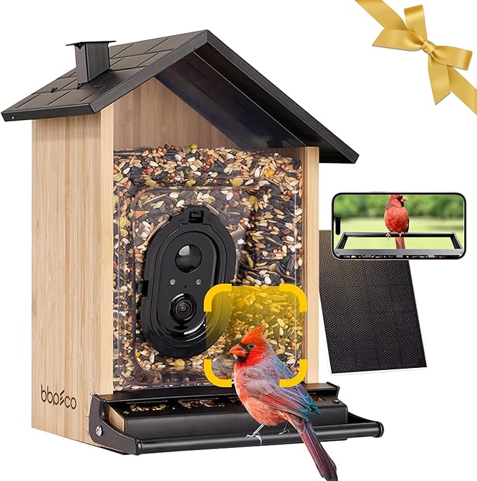 Smart Squirrels-Proof Bird Feeder with Camera Solar Powered, AI Identify Bird Species, Instant Notification Camera, CCPA Data Security, 3.2L Ultra Large Capacity Gift-VerdiqueGarden