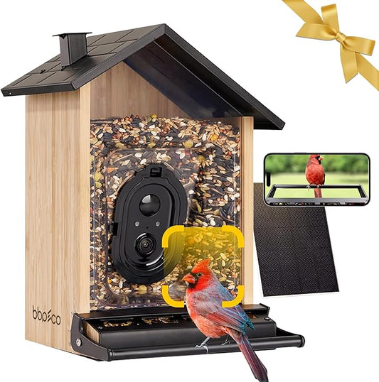Smart Squirrels-Proof Bird Feeder with Camera Solar Powered, AI Identify Bird Species, Instant Notification Camera, CCPA Data Security, 3.2L Ultra Large Capacity Gift-VerdiqueGarden