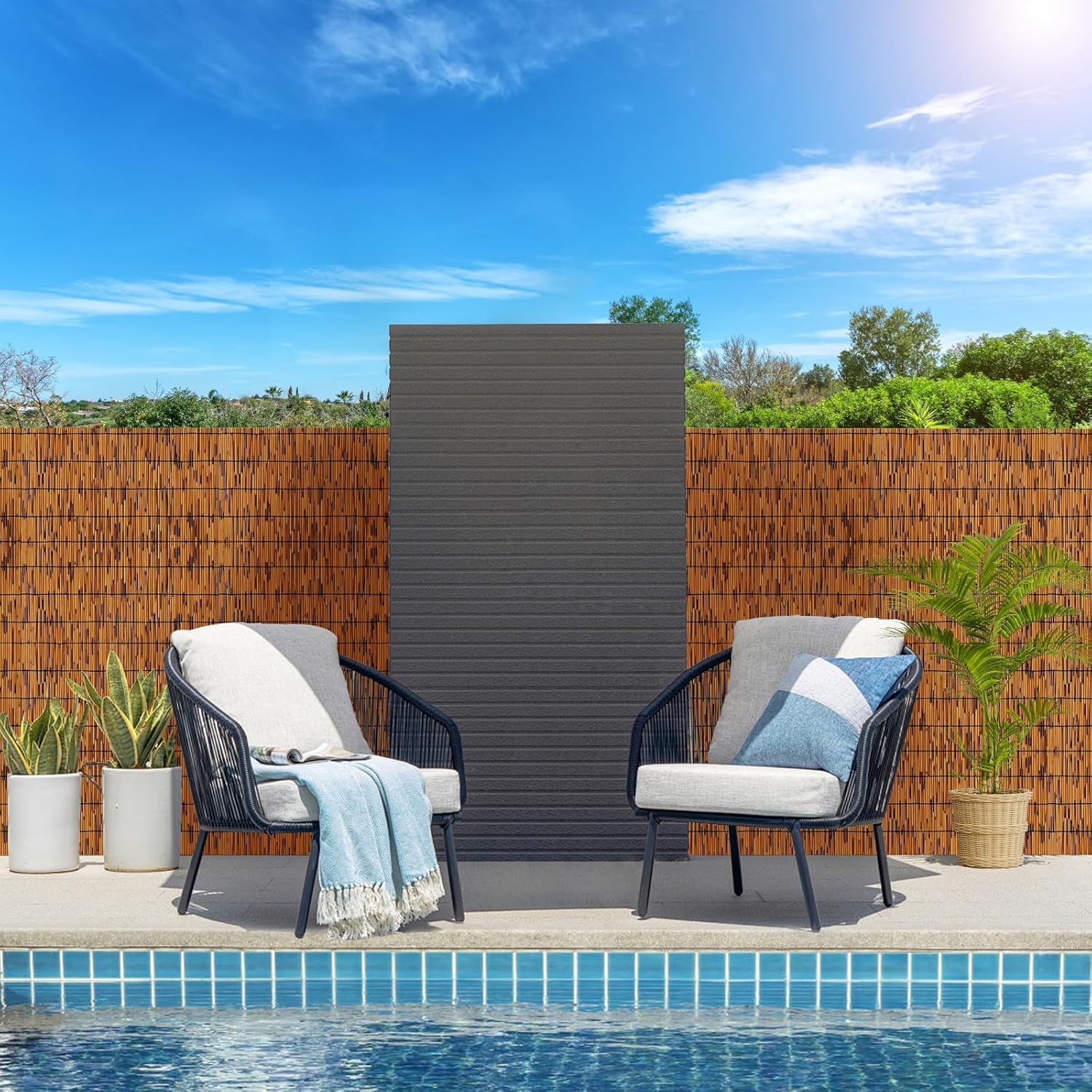 Bamboo Privacy Fence, Decorative Bamboo Fence Rolls 6 Feet High, Light Russet Reed Screens Outdoor for Patio Garden Backyard Balcony, 6 x 10 FT-VerdiqueGarden