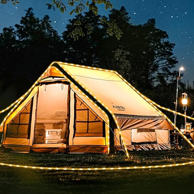 184FT 1000LED Rope Lights Outdoor, Outside LED Rope Lights Plug in String Lights Waterproof 8 Modes Clear Tube Lights for RV Camping Pool Patio Garden Christmas Tree Holiday Decoration(Warm White)-VerdiqueGarden