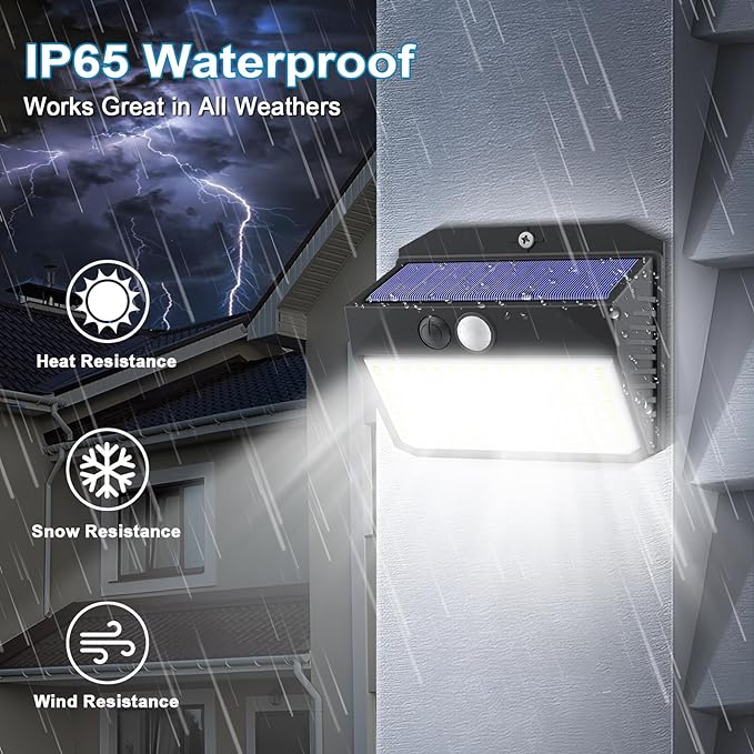 Solar Lights Outdoor, 150 LED, 8 Pack, Motion Sensor, IP65 Waterproof, 3 Lighting Modes, Solar Powered Light Fixture for House, Garden, Patio, Fence, Garage-VerdiqueGarden