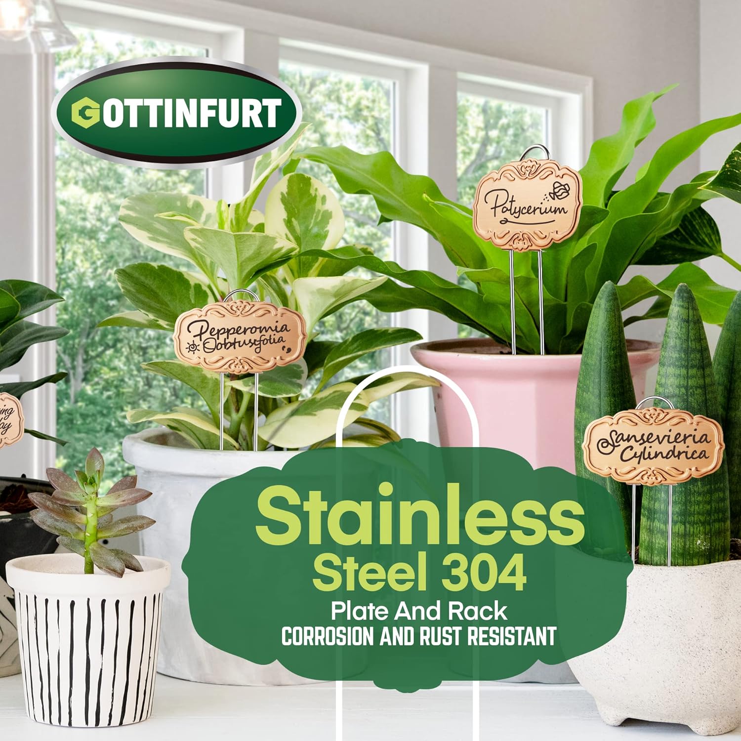 Updated Metal Plant Labels for Garden, 25 Pack Stainless Steel DIY Plant Markers Waterproof for Flowers Pots, Vegetables, Seedlings, Seed (Gold Rose)-VerdiqueGarden