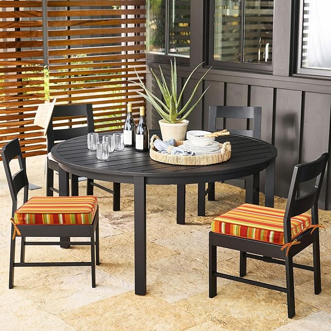 Outdoor Square Corner Seat Cushion, 19"x19"x3", Set of 4, Non Slip Seat Cushion Pads with Removable Cover for Patio Furniture, Garden Yard Lawn, Rainbow Stripe-VerdiqueGarden