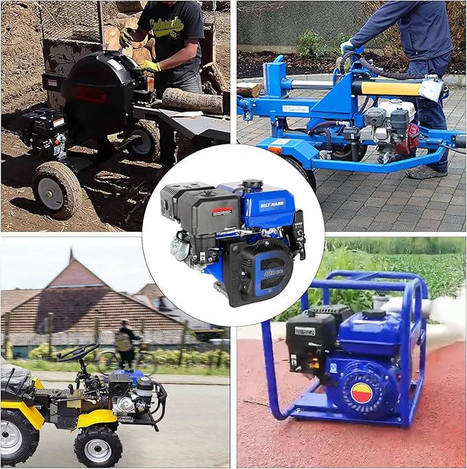 BILT HARD 420cc 15HP Gas Engine with Electric Start, Horizontal Shaft 4 Stroke OHV Gas Motor, Gas Powered Multi-Use Engine-VerdiqueGarden