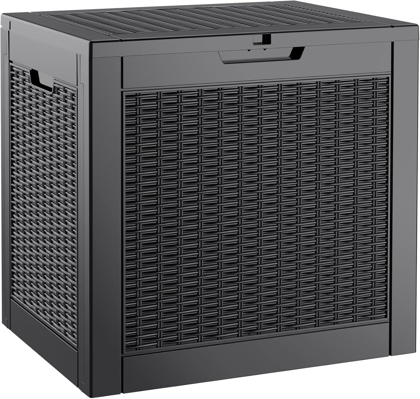 NUNU LAB Outdoor Storage Box, 33 Gallon Resin Deck Box Indoor and Outdoor Use, Waterproof Lockable Patio Storage Bin for Gardening Tools,Package Deliveries,Patio Cushions,UV Resistant,Black-VerdiqueGarden