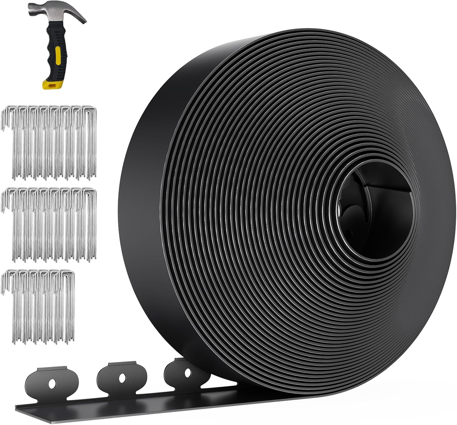 102FT Landscape Edging 4 in Tall with 110 Spikes, Garden Edging Border and 1 Hammer, Plastic Landscape Edging Border Lawn Edging for Landscaping, Flower Beds, Yard-VerdiqueGarden