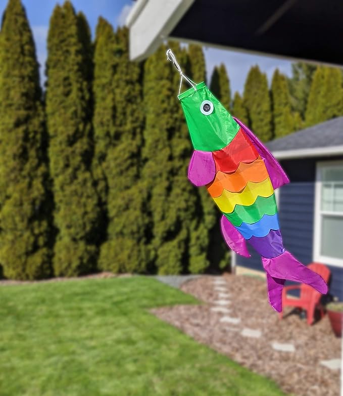 Madrona Brands Rainbow Fish Windsock | Durable Outdoor Hanging Decoration | Yard, Garden, Boat, Home and More | 40-Inch-VerdiqueGarden
