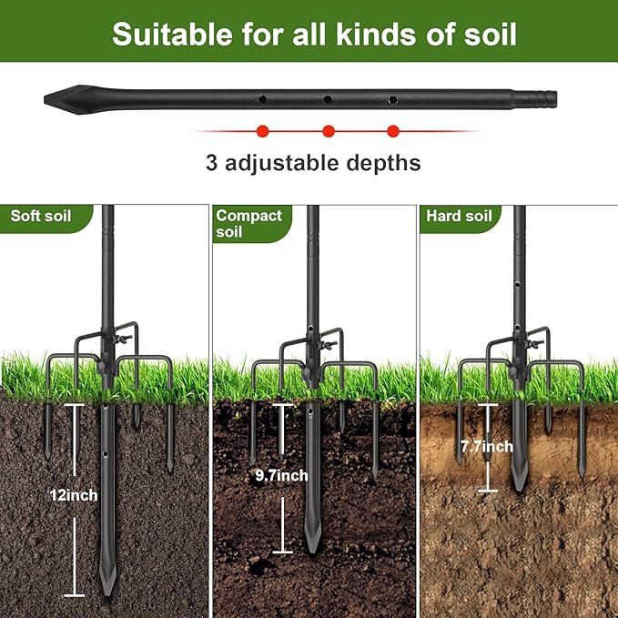Hummingbird Feeder Pole for Outdoors - Heavy Duty Bird Feeder Stand with Adjustable Stake,62"Rustproof Shepards Poles with Hangers Holder for Birdfeeder,Wind Chimes,Lanterns,Wreaths,Black-VerdiqueGarden