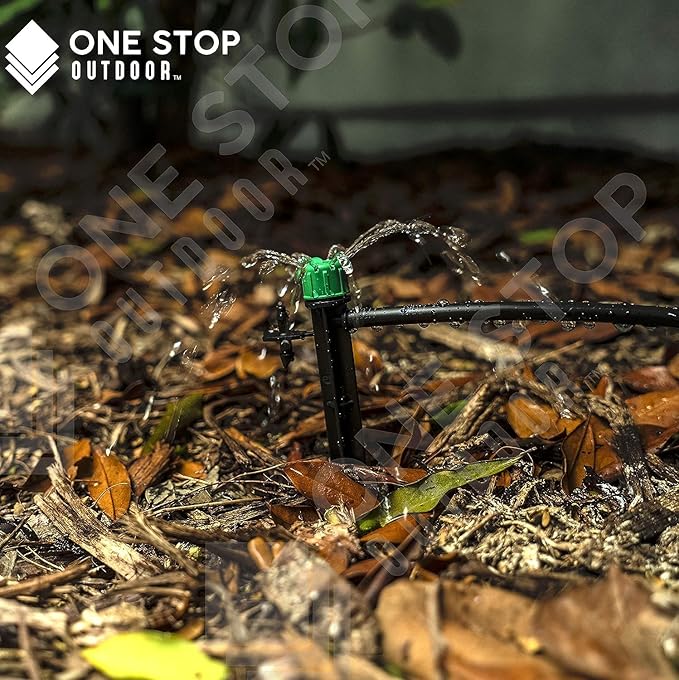(100-PACK) - 1/4" Inch 360 Degree Drip Emitter On 6" Stake Sprayer Adjustable Flow 0-20 GPH, Fits 1/4 (4-6mm) Irrigation Tubing - Micro Bubbler Drippers for Drip Irrigation (50 Pack Dripper on Stake)-VerdiqueGarden