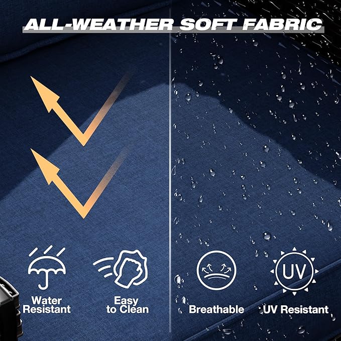 Joyside Wicker Patio Furniture Sets, 6 Pieces Upgraded Large Size Outdoor Furniture with Patio Dining Chairs, 3-Seat Sofa and Outdoor Ottoman, Thick Cushions, Wide Armrest-VerdiqueGarden