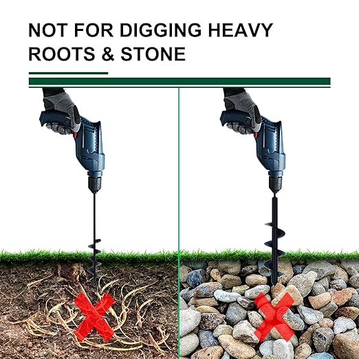 4 Pack Garden Ground Earth Spiral Drill Bit for 3/8" Hex Drive Drill, Auger Drill Bits for Bulbs Planting, Hole Digger Flowers,Bedding Digging Plant Rapid Planter Tool-VerdiqueGarden