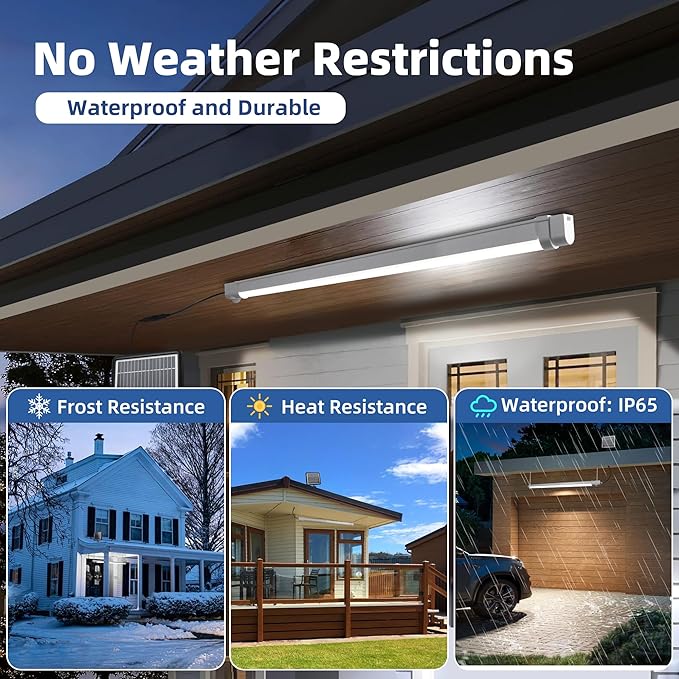 hykolity Solar Powered Shop Light with Motion Sensor, 3FT 17W (100-Watt Equivalent),Integrated LED IP65 Waterproof Outdoor Motion Sensor Shop Light for Garage, Barn, House - 2 Pack-VerdiqueGarden