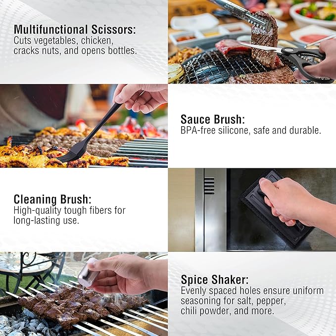128 PCS Griddle Accessories Kit - Premium Flat Top Grill Accessories Set for Blackstone & Camp Chef, Stainless Steel BBQ Tool Utensils Gift Grilling Set for Lover Outdoor Men Women dad-VerdiqueGarden