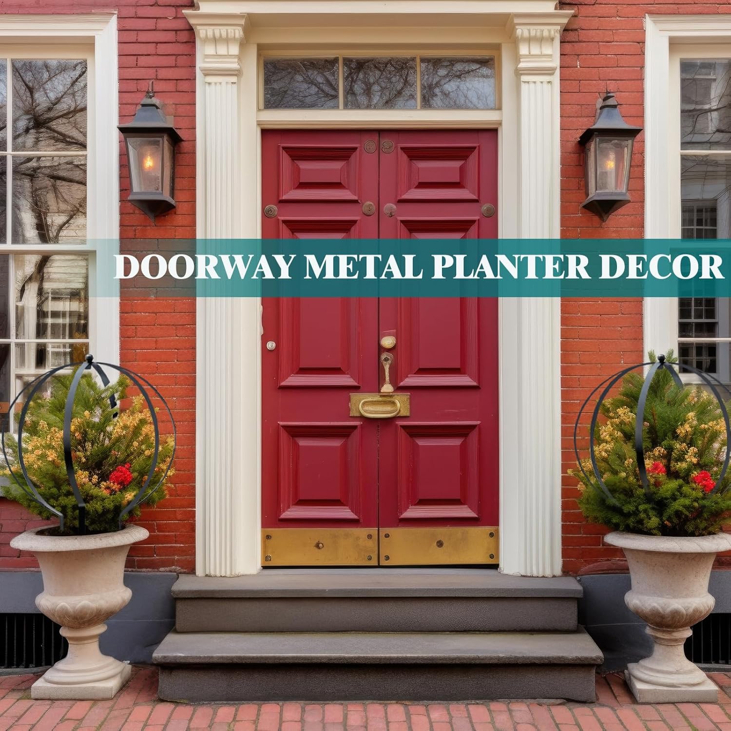 Set of 4 Large Metal Trellis Obelisks Sturdy Round Circle Trellis for Climbing Plant Support Indoor Outdoor Potted Vines, Cucumbers & Flowers, Patio Doorway Garden Decor (25.20" x 21.26")-VerdiqueGarden