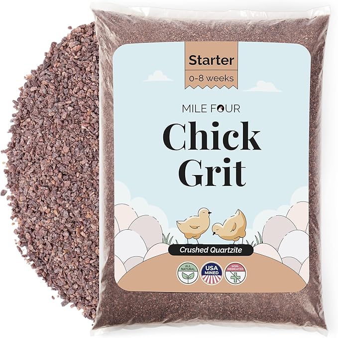 Chick Grit for Baby Chicks - Chickens Age 0-8 Weeks, 100% Natural Mineral Chick Grit Quartzite, Poultry Grit Digestive Aid, USA Mined, 50 lb-VerdiqueGarden