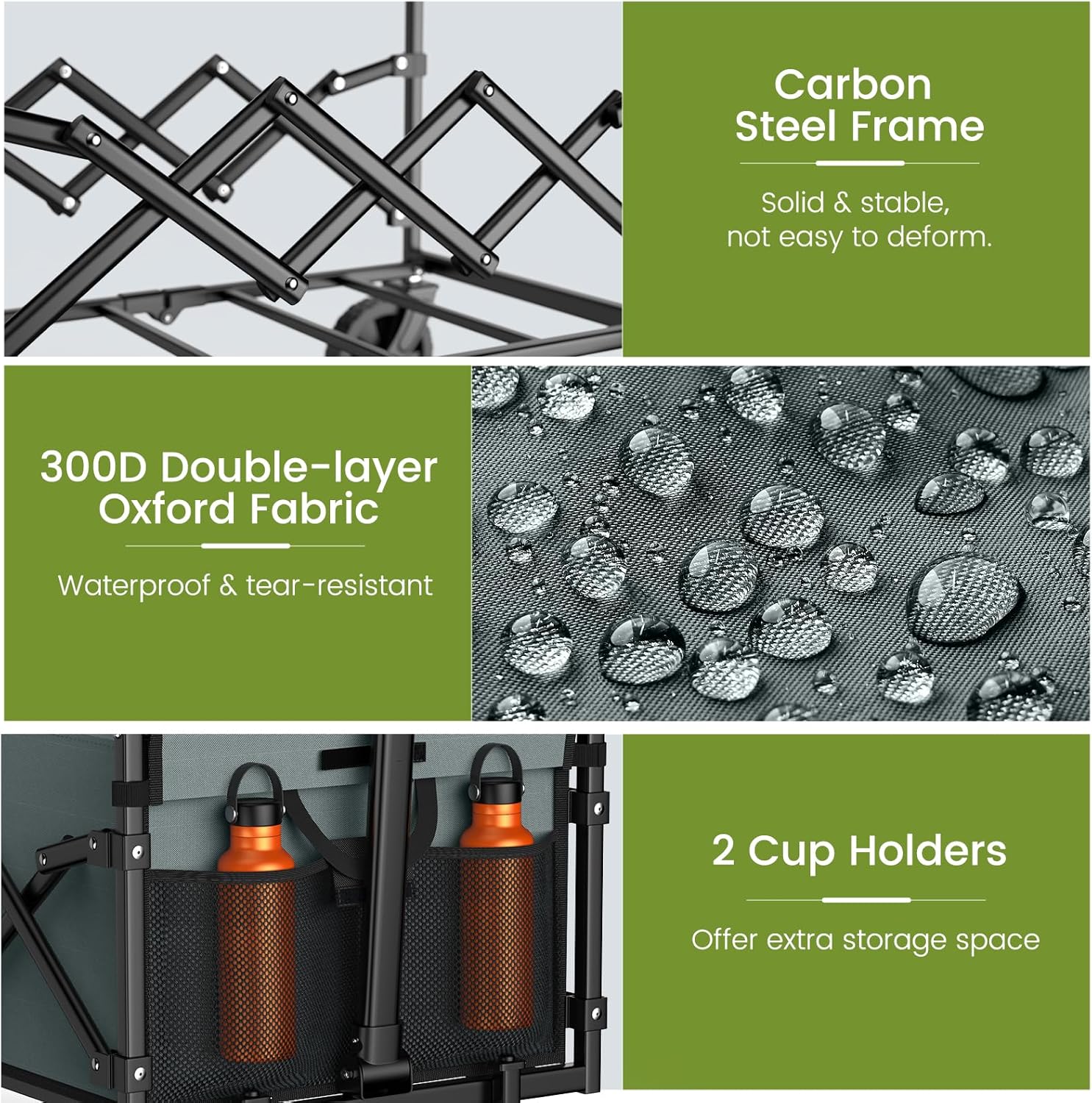 Collapsible Wagon with Wheels, 220 lbs Wagons Carts Foldable Wagon Cart with Flexible Handle, Lightweight Portable Folding Utility Grocery Shopping Cart for Grocery Sports Garden Camping, Gray-VerdiqueGarden