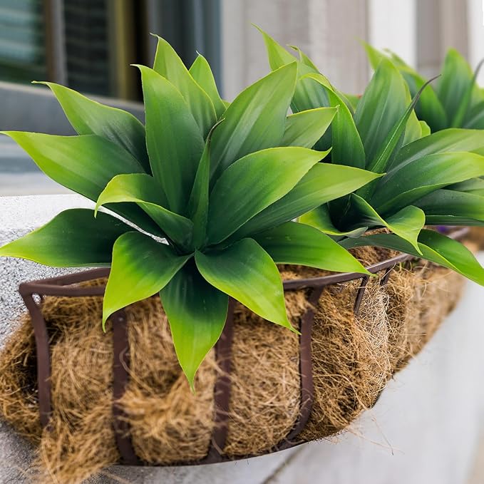 Fake Plants Artificial Agave Plants,Large UV Resistant Fake Agave Planters for Indoor and Outdoor Decorating Tropical Plant Succulents Greenery Indoor Decor((2Pack Light Green) 13.8"-VerdiqueGarden