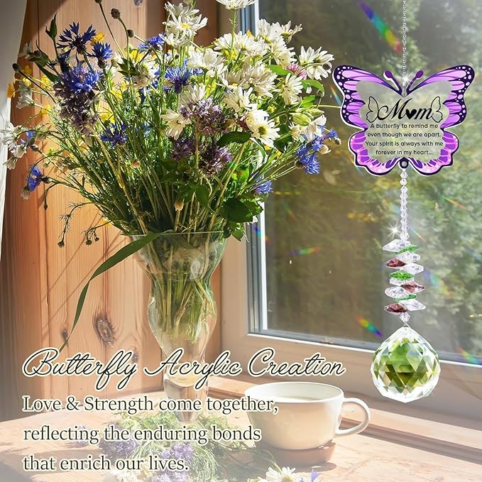 Memorial Gifts for Loss of Mom,Loss of Mother Sympathy Gifts,Sympathy Gift Idea Crystal Ball Suncatcher,Hanging Crystals Ornament for Window,Rainbow Maker-VerdiqueGarden