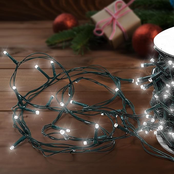 Christmas Light 1000 LEDs 336ft Green Cable Wire Fairy String Tree Twinkle Lights Plug in 12 Modes for Christmas Party, Outdoor, Garden, Wedding, Home Decoration (White)-VerdiqueGarden
