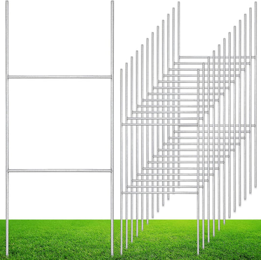 12 Pcs H Stakes for Yard Signs 16.5'' x 7'' Heavy Duty Metal H Frame Wire Stakes Weatherproof Metal Holder for 4mm 5mm Corrugated Signs Guidepost Yard Halloween Decoration-VerdiqueGarden