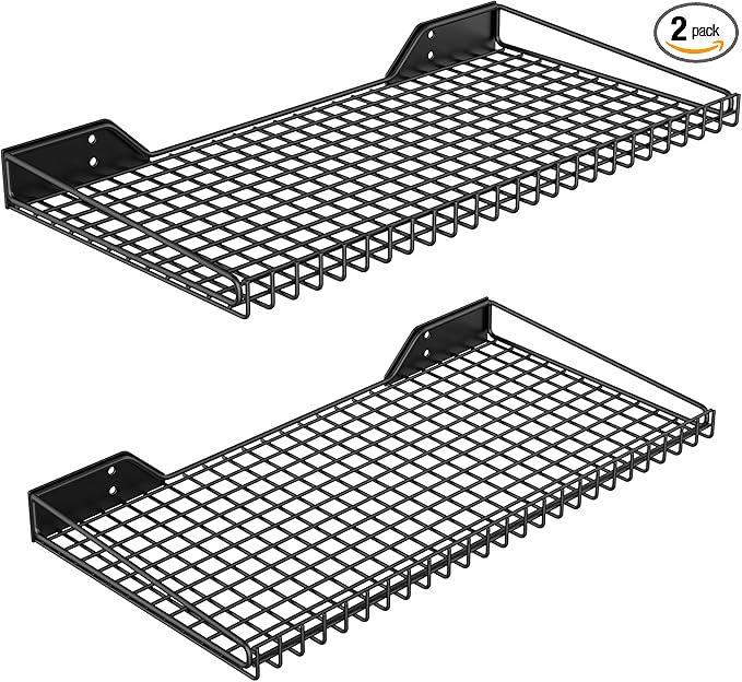 Ultrawall Wall Mounted Storage Shelf for Garage, 2 Pack Metal Shelf Rack, Heavy-Duty Wall Organizer Shelves Suitable for Shop, Shed, Garage 23.5inch x 12inch(Black)-VerdiqueGarden