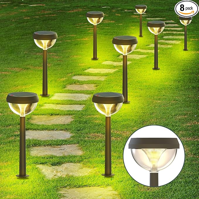 Linkind Solar Pathway Lights 8 Pack, Solar Lights Outdoor Warm White Waterproof, Adjustable Solar Powered for Walkway Yard Garden Driveway Backyard-VerdiqueGarden