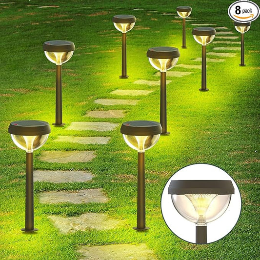 Linkind Solar Pathway Lights 8 Pack, Solar Lights Outdoor Warm White Waterproof, Adjustable Solar Powered for Walkway Yard Garden Driveway Backyard-VerdiqueGarden
